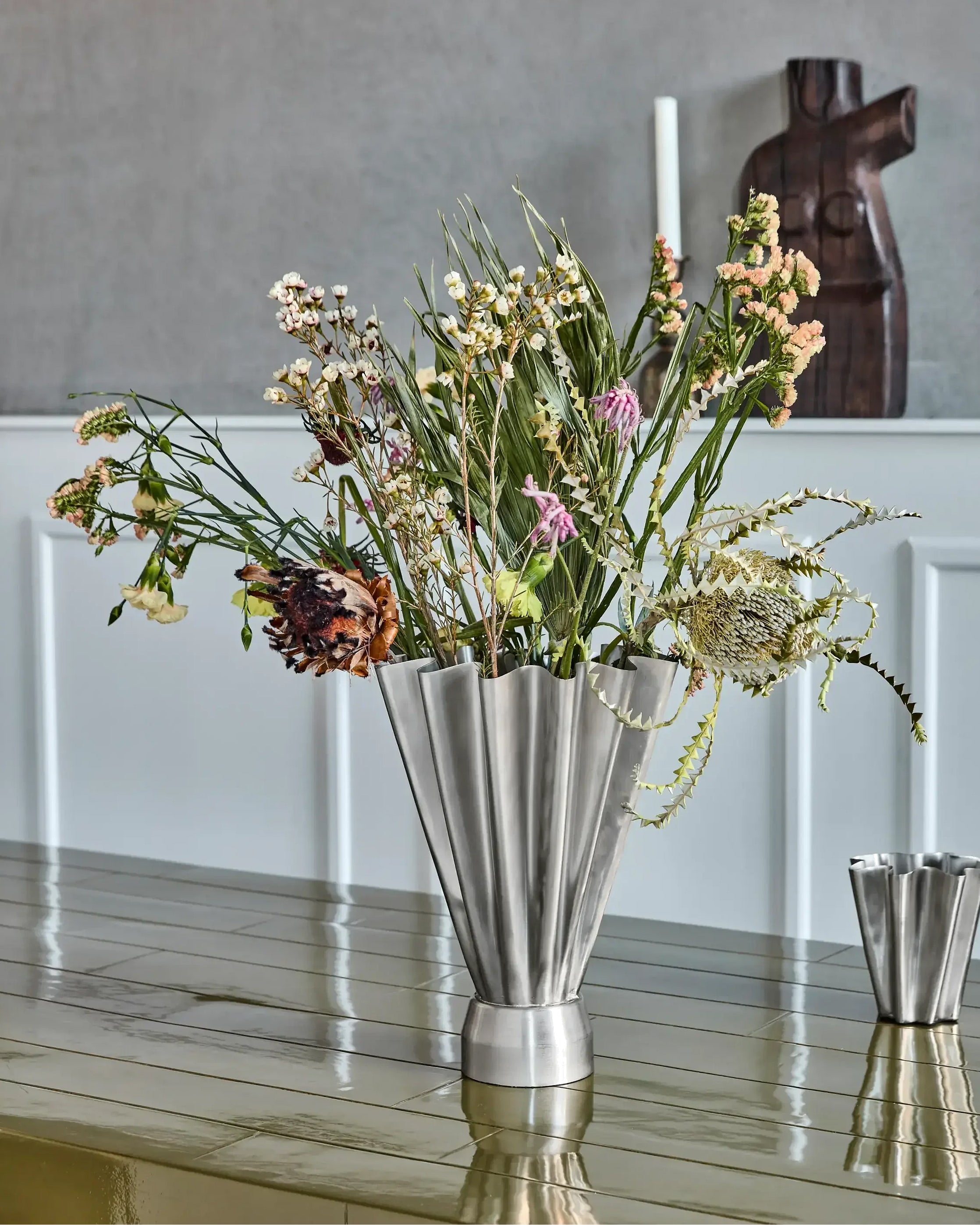 Vase Børstet Sølv - Medium