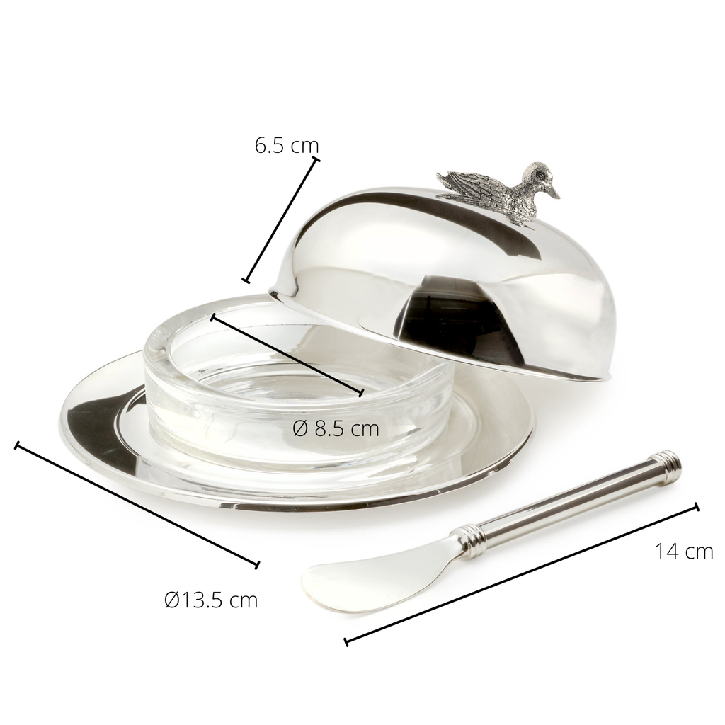 Smørboks And – Sølvbelagt