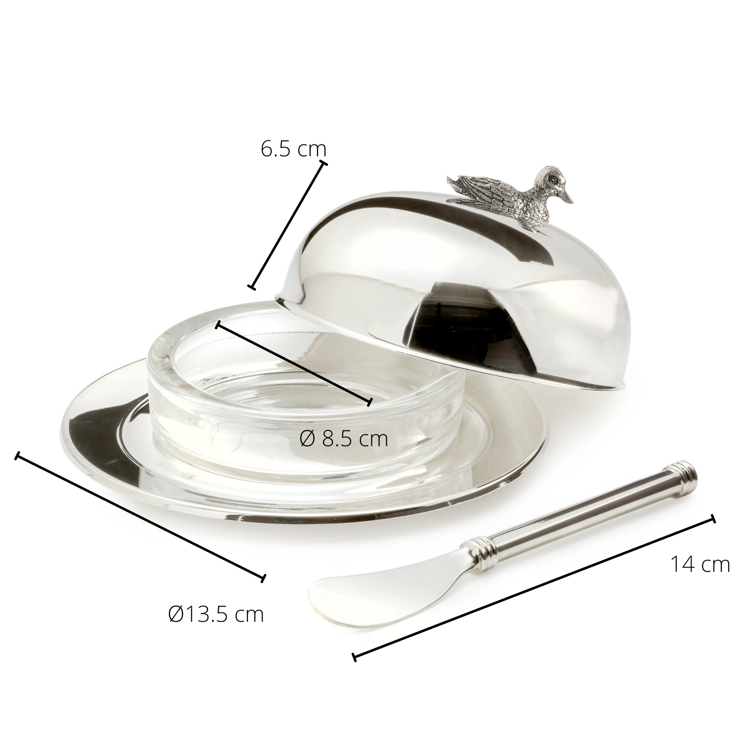 Smørboks And – Sølvbelagt