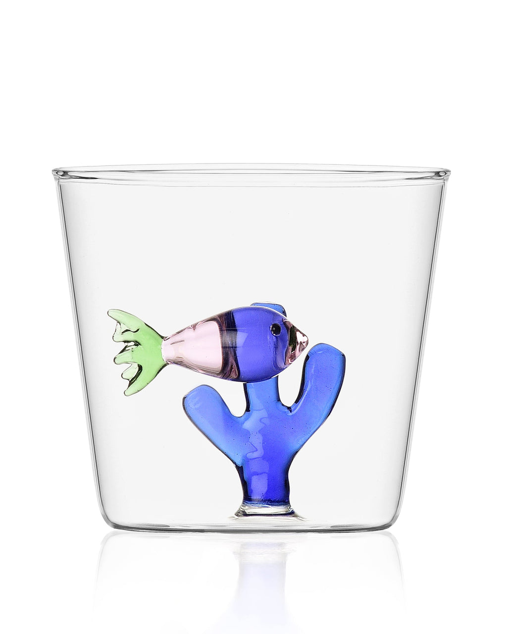 Marine Garden Glass - Pink Fish Blue Seaweed