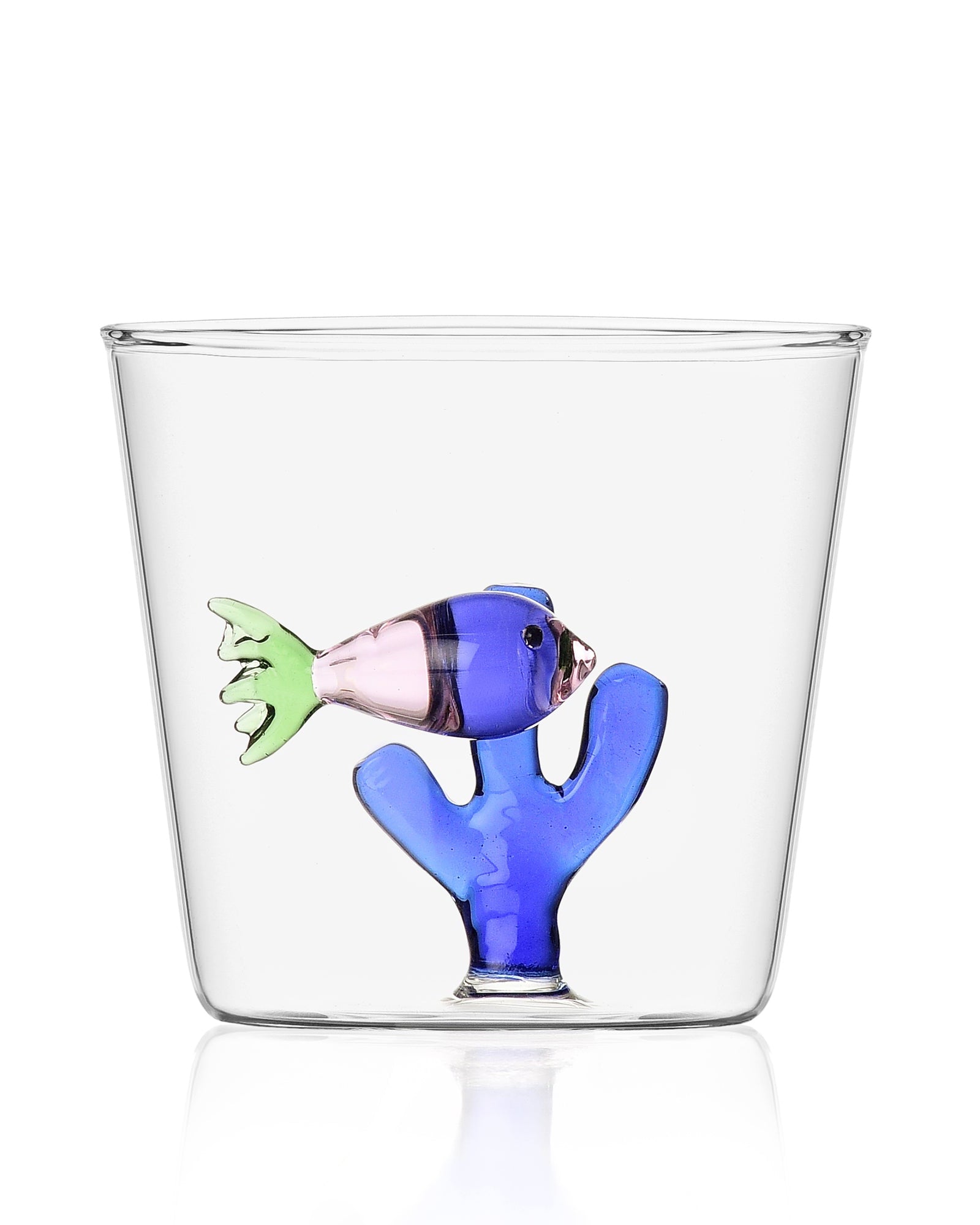 Marine Garden Glass - Pink Fish Blue Seaweed
