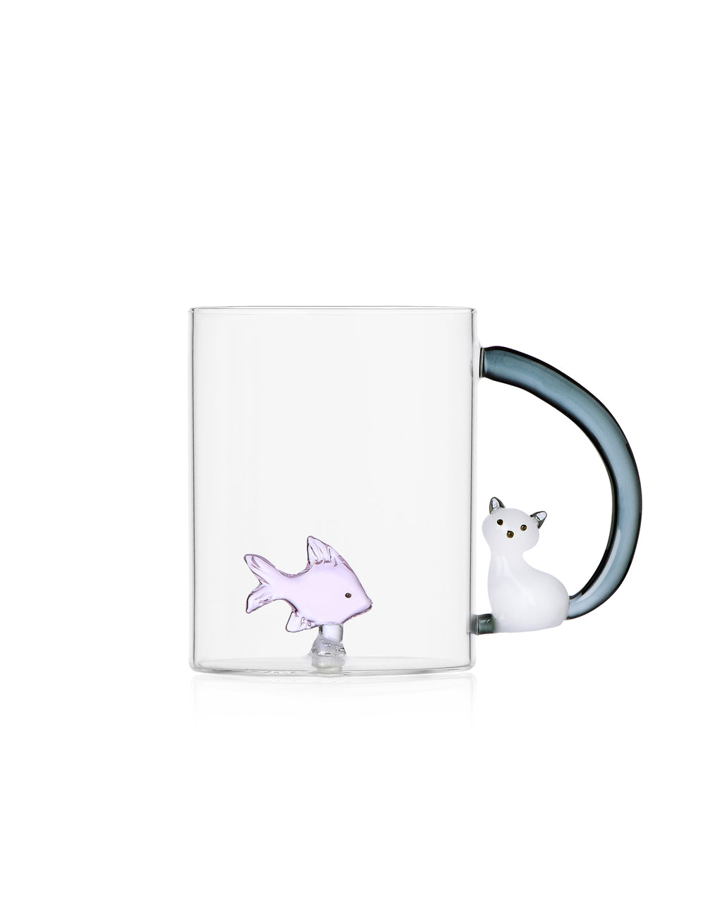 Tabby Cat - Pink Fish & White Cat