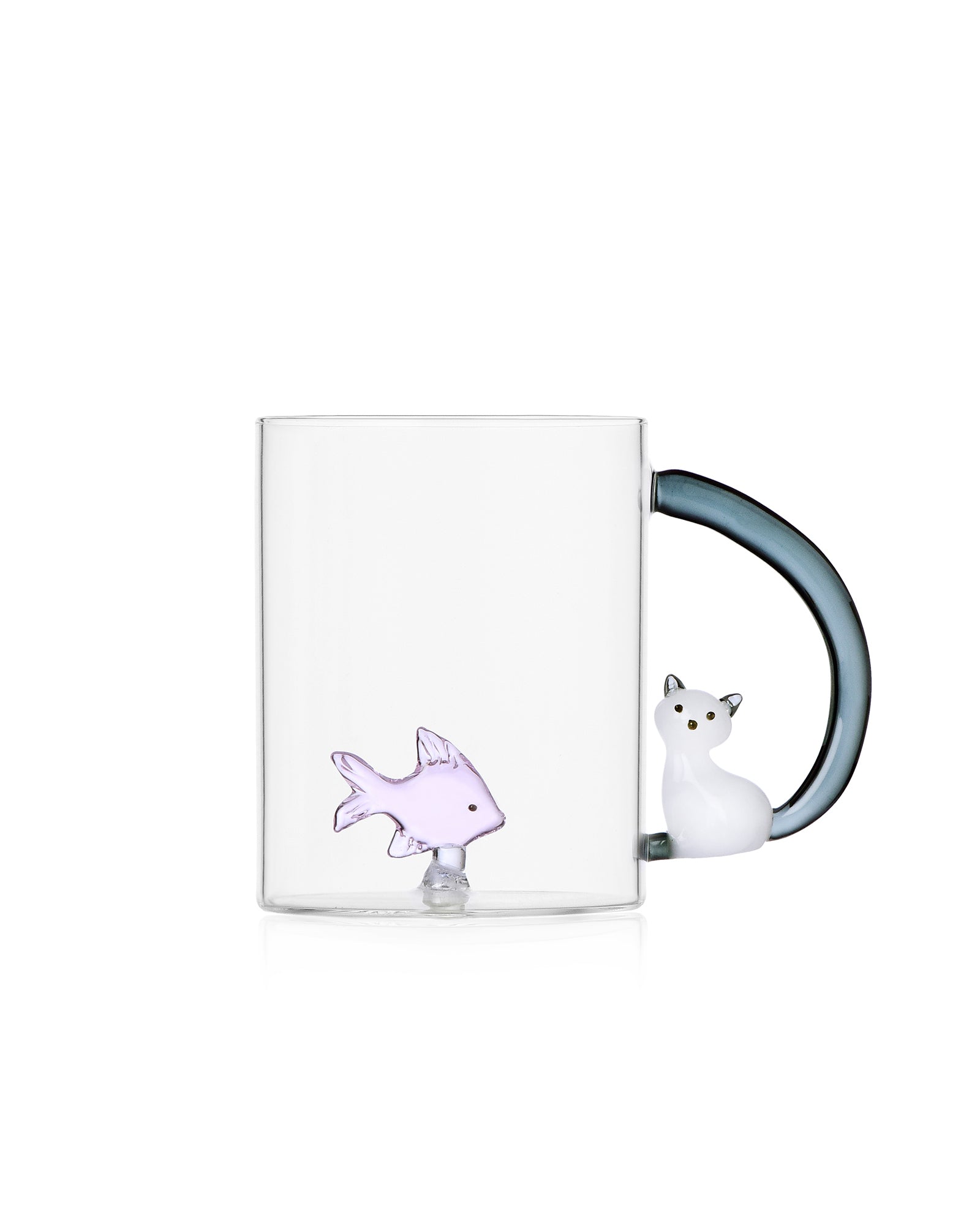 Tabby Cat - Pink Fish & White Cat