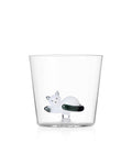 Tabby Cat Glass - Cat Lying White Smoke Tail