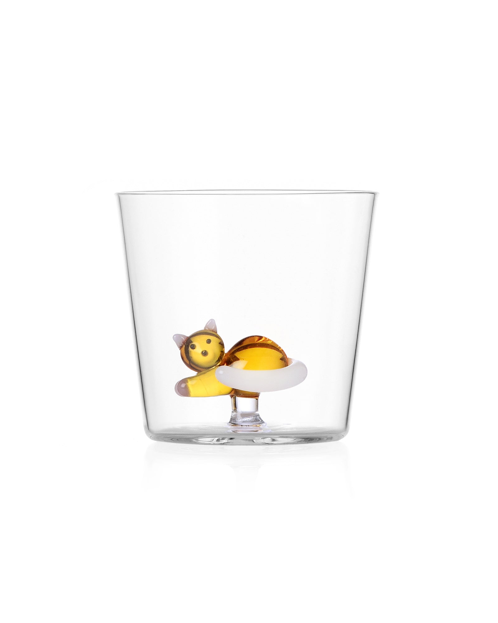 Tabby Cat - Lying Amber Cat With White Tail