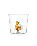 Tabby Cat Glass - Amber Cat With White Tail