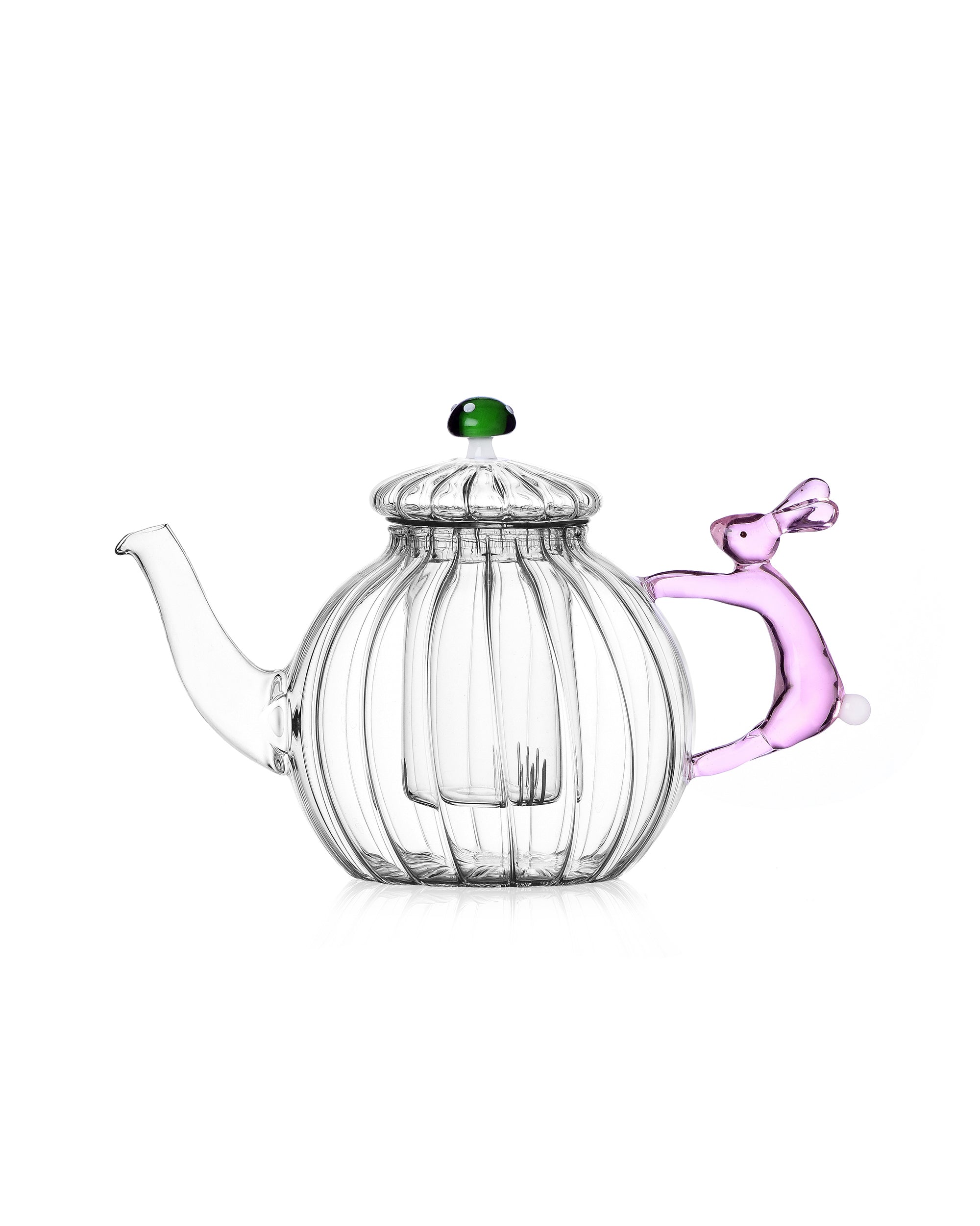 Alice Tekanne - Pink Rabbit & Green Mushroom