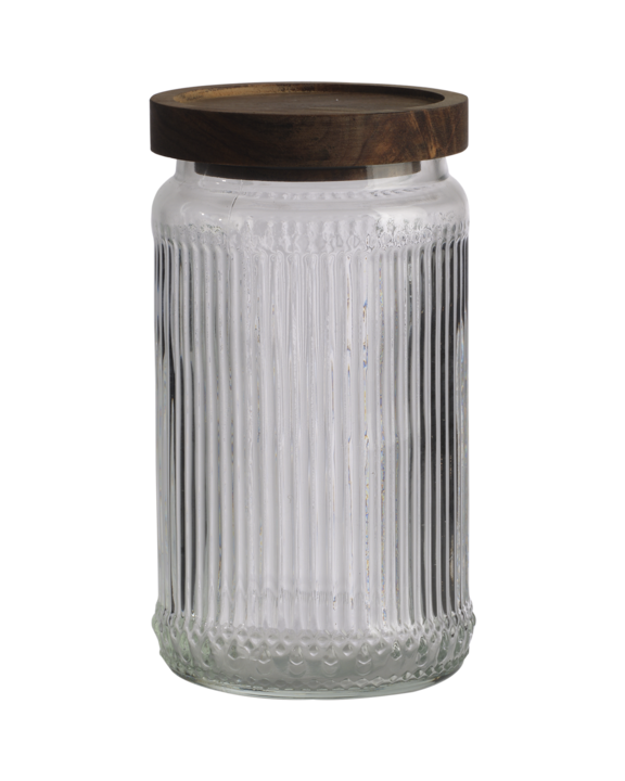 Glasskrukke Trelokk Rillet - H18