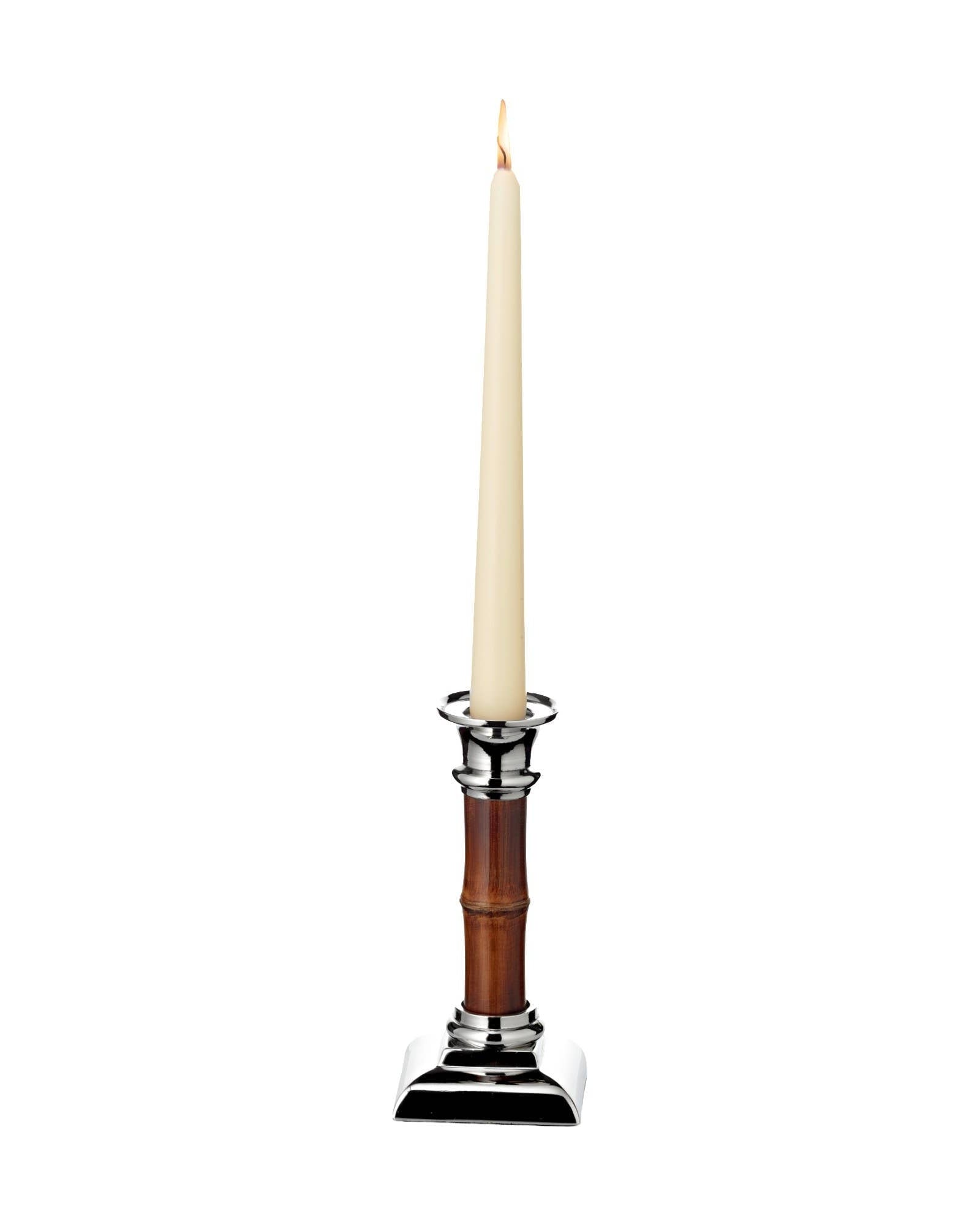 Lysestake med bambusinspirert skaft, 17 cm