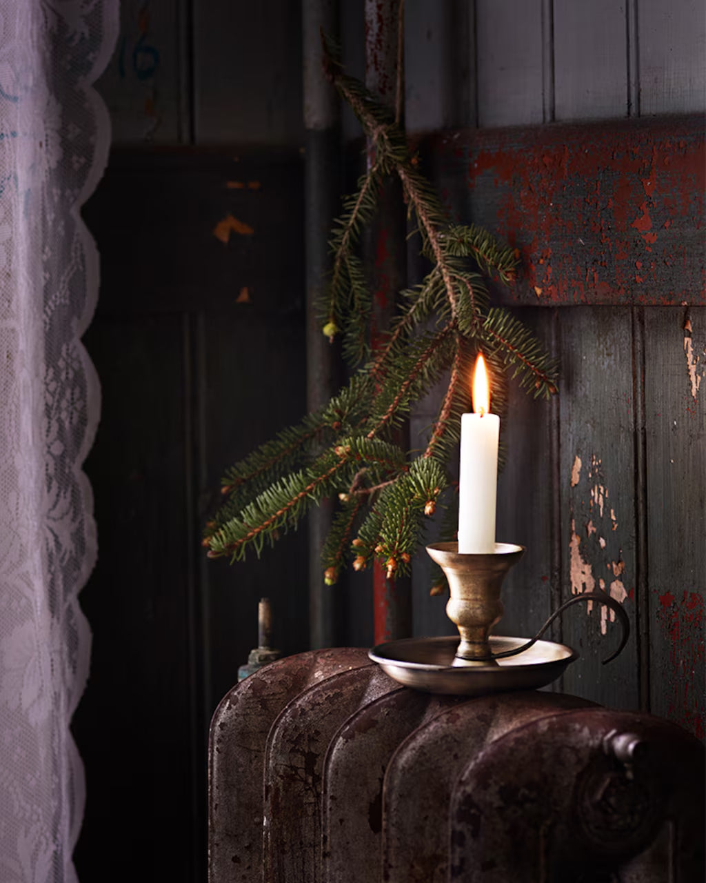 Lysestake Gunnar Antikk Messing