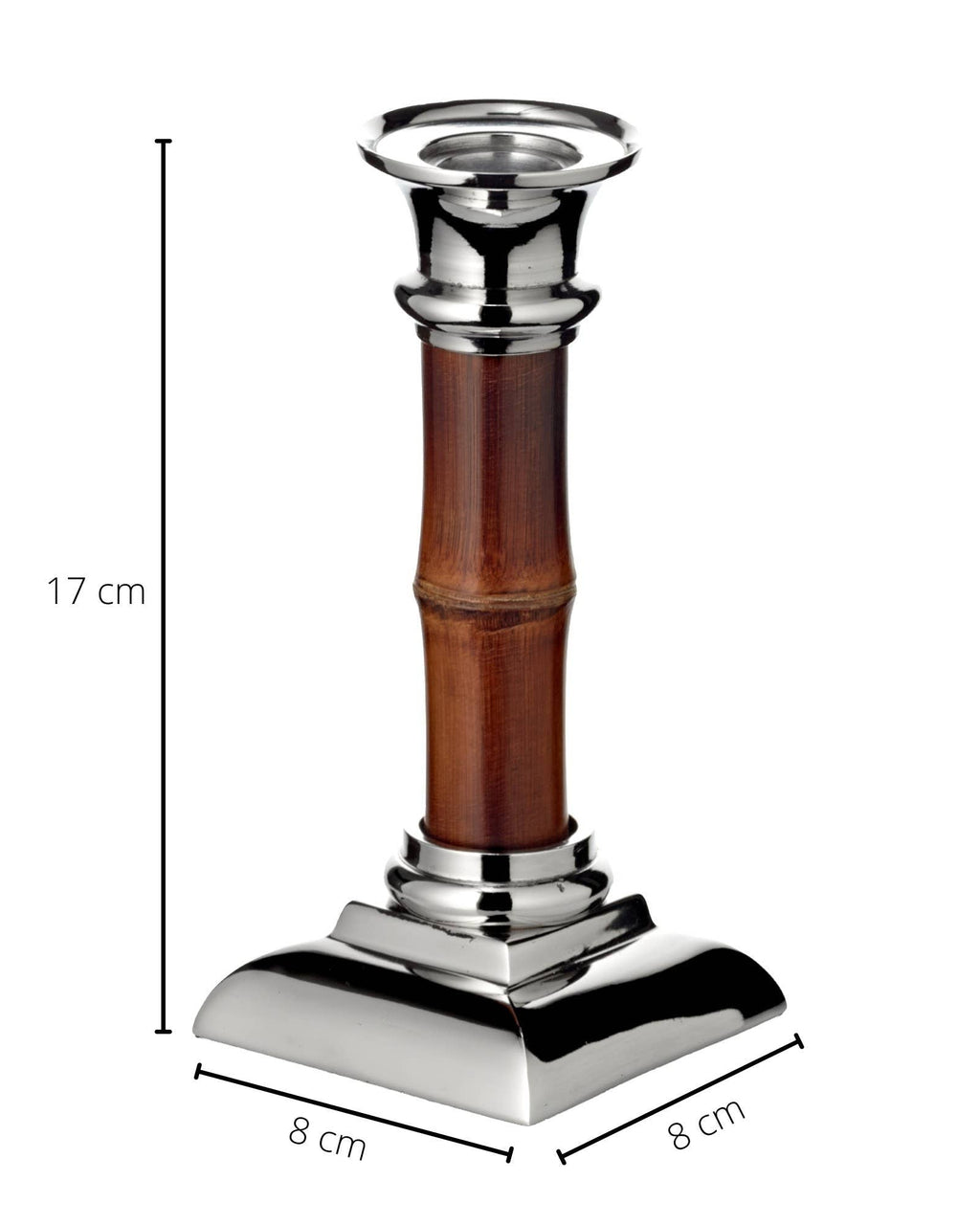 Lysestake med bambusinspirert skaft, 17 cm