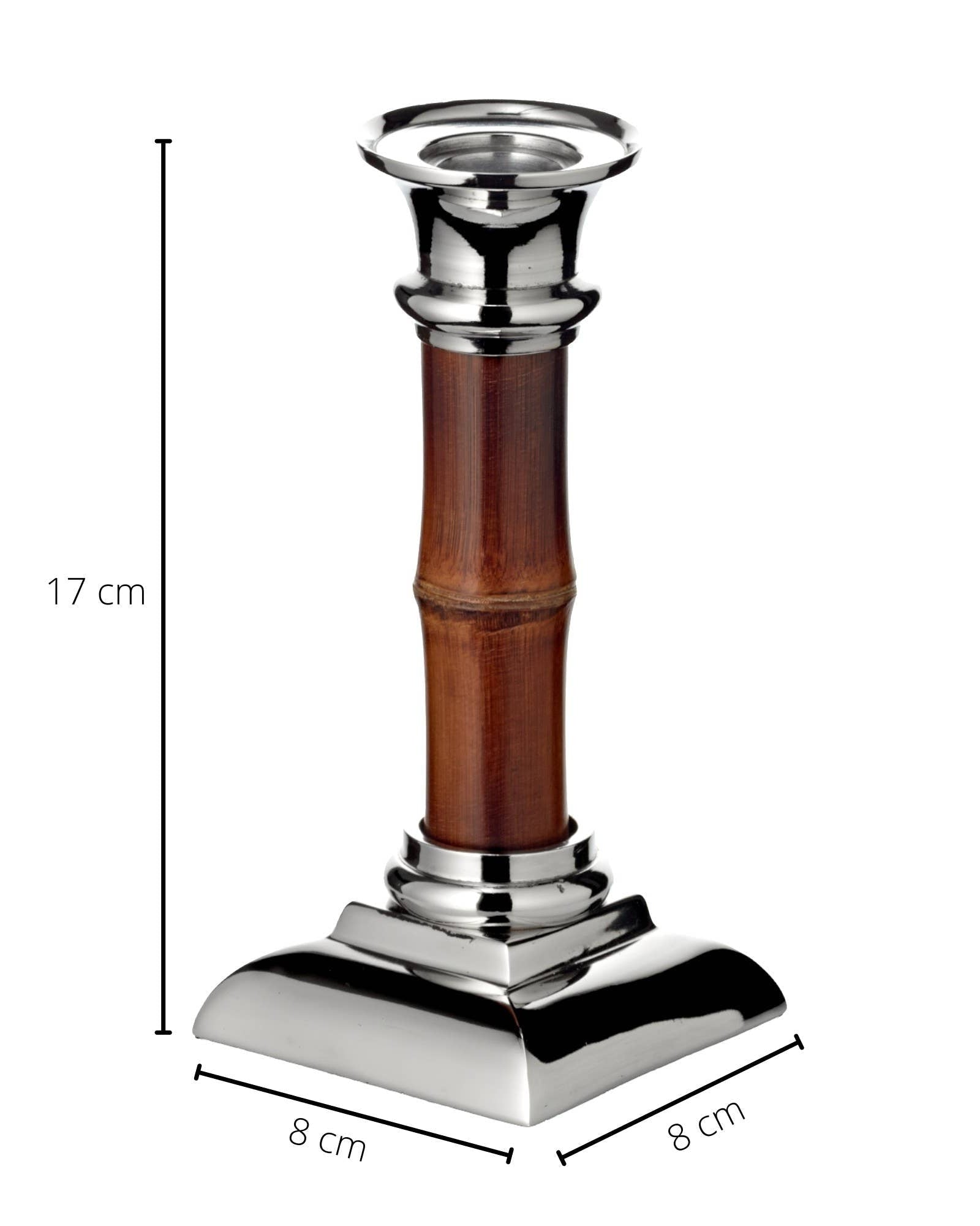 Lysestake med bambusinspirert skaft, 17 cm