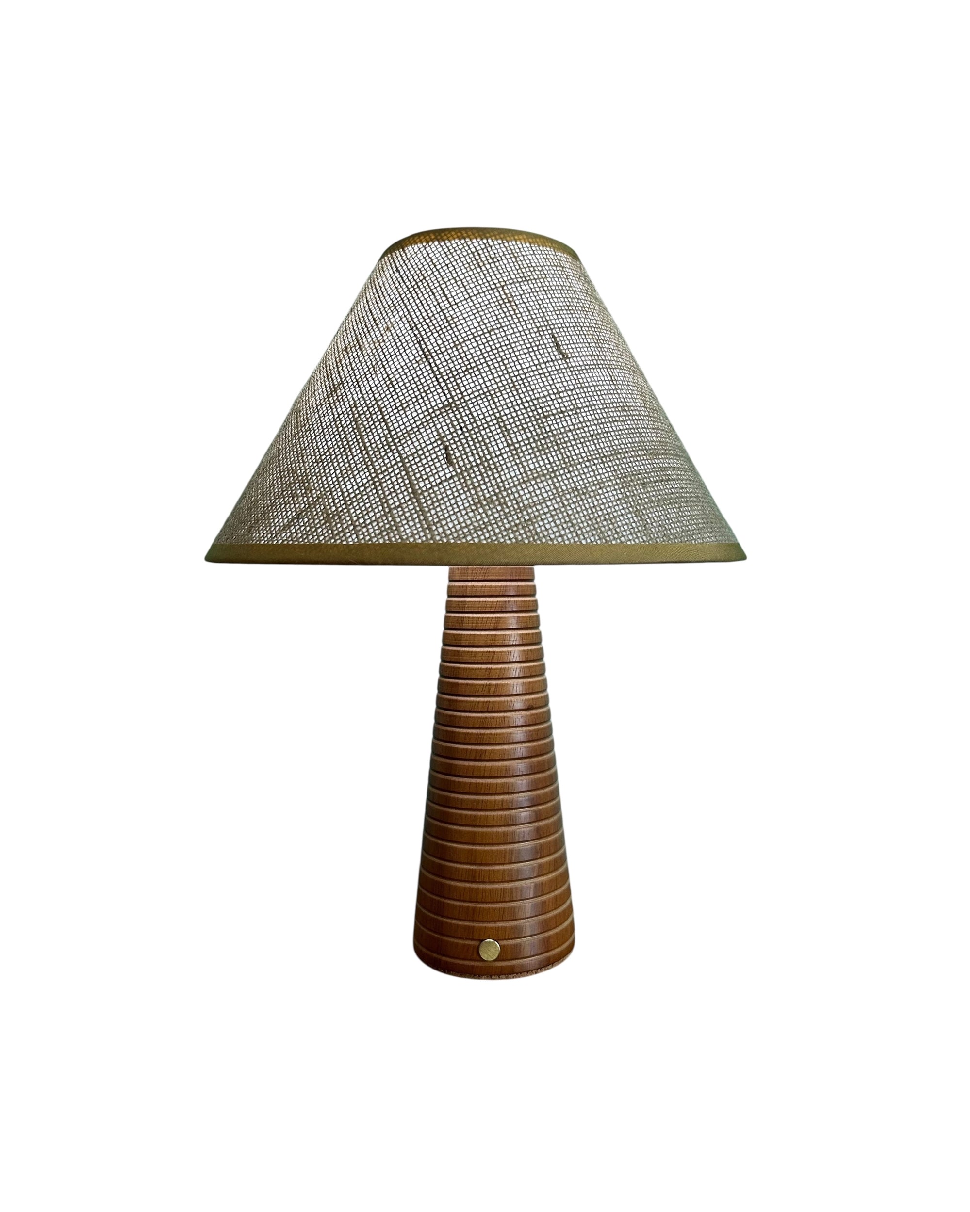 Ribbed Teak Style Bordlampe - Oppladbar