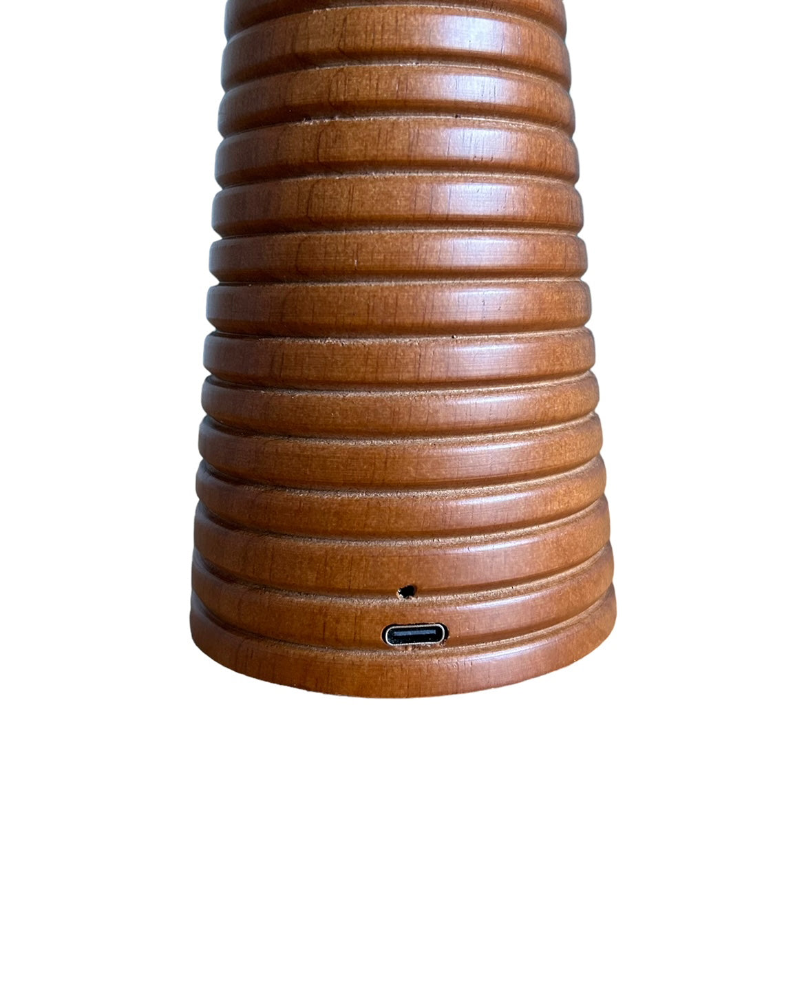 Ribbed Teak Style Bordlampe - Oppladbar