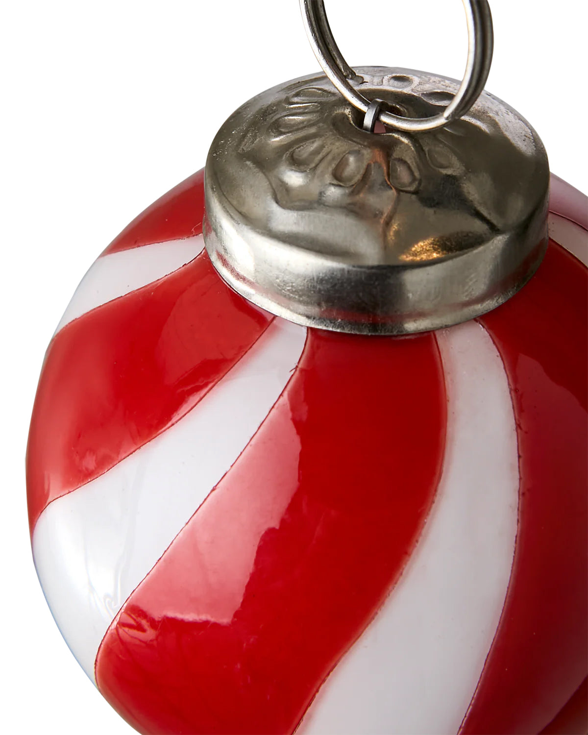 Julekule Glass - Rød Striper