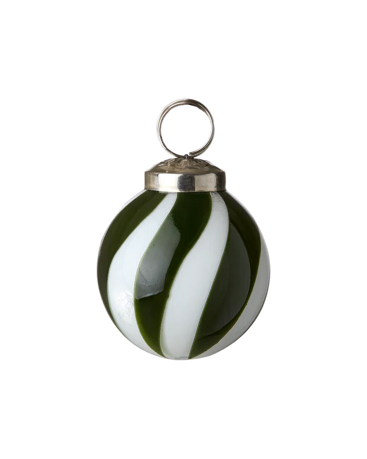 Julekule Glass - Grønn Striper