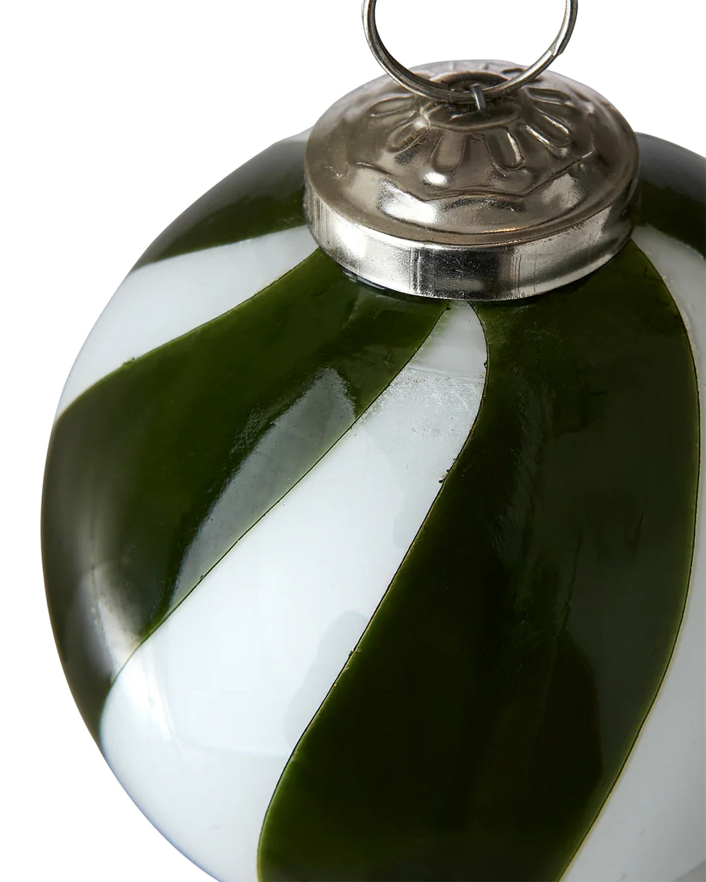 Julekule Glass - Grønn Striper