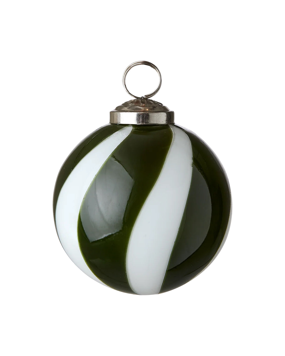 Julekule Glass - Grønn Striper