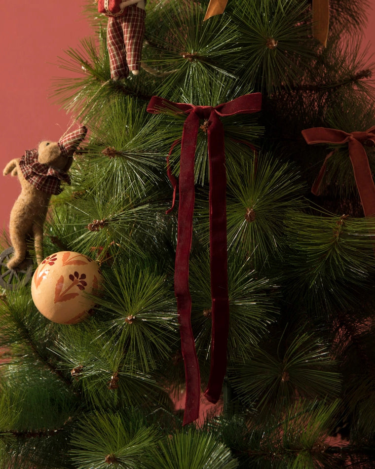 Julekule Håndmalt - Krem/Mønster Blått/Rosa