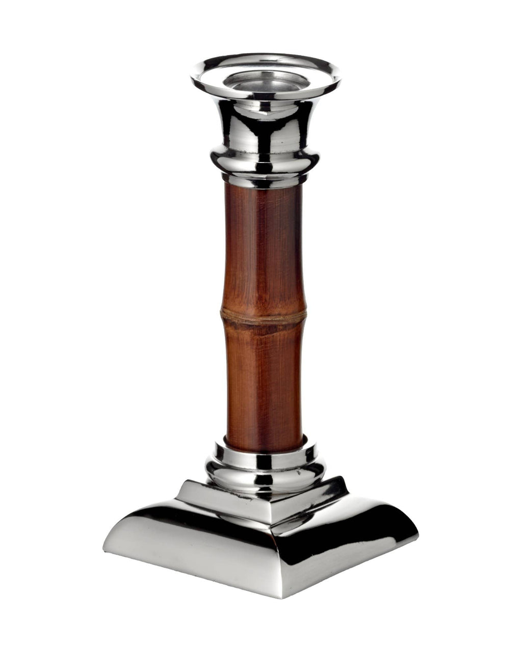 Lysestake med bambusinspirert skaft, 17 cm