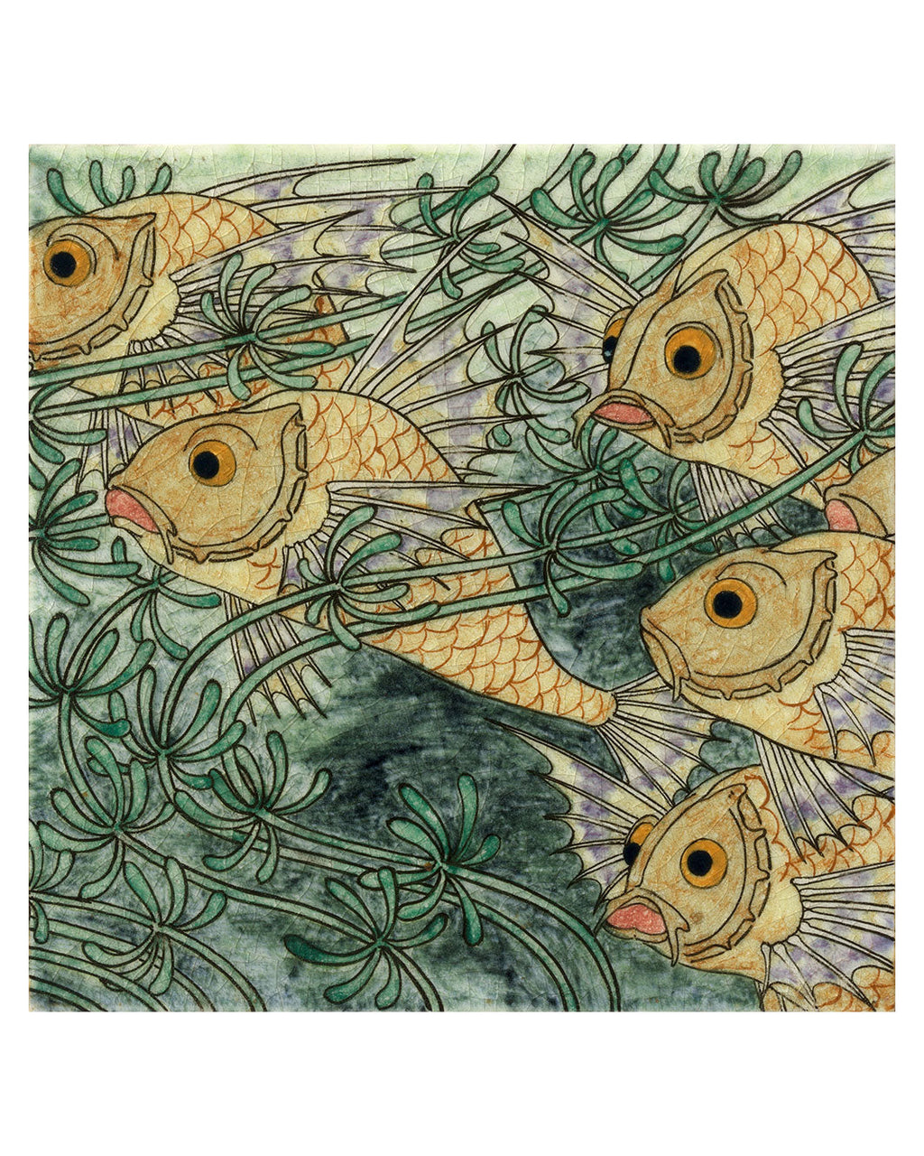 Green Tile with Fish II