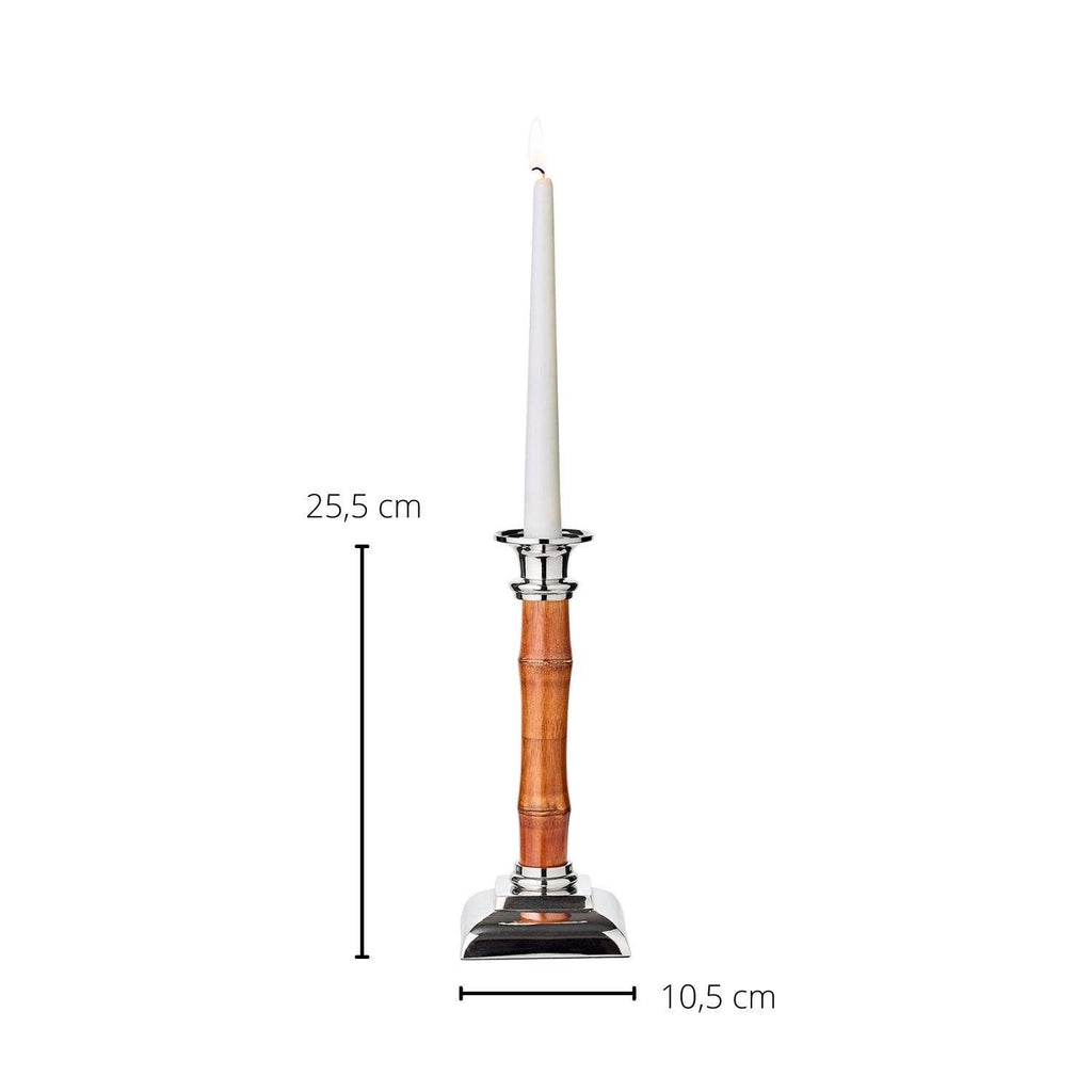 Lysestake med bambusinspirert skaft 24 cm