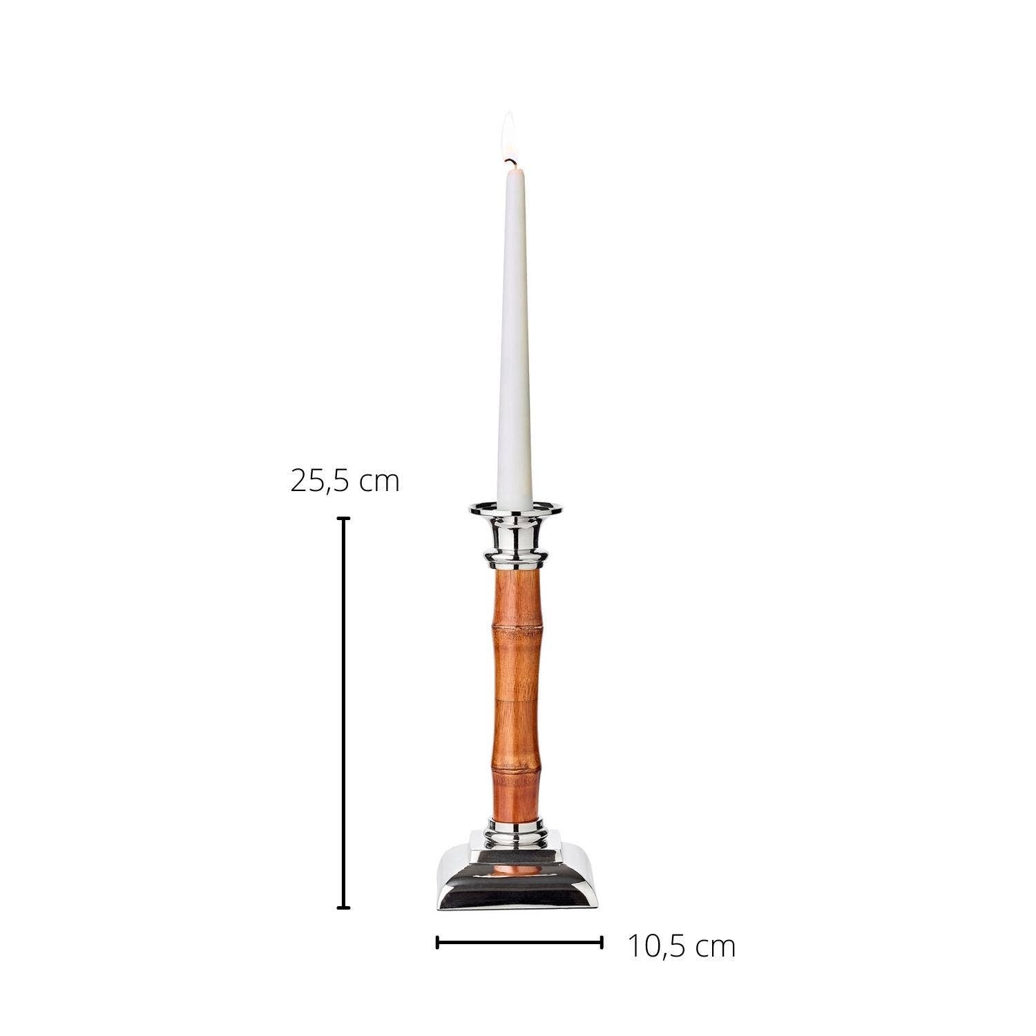Lysestake med bambusinspirert skaft 24 cm