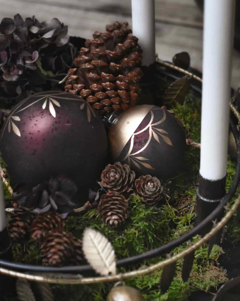 Julekule Glass - Burgunder/Gull