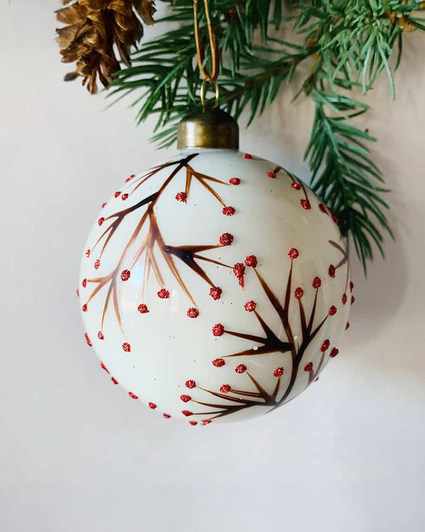 Julekule - Hvit/Grener