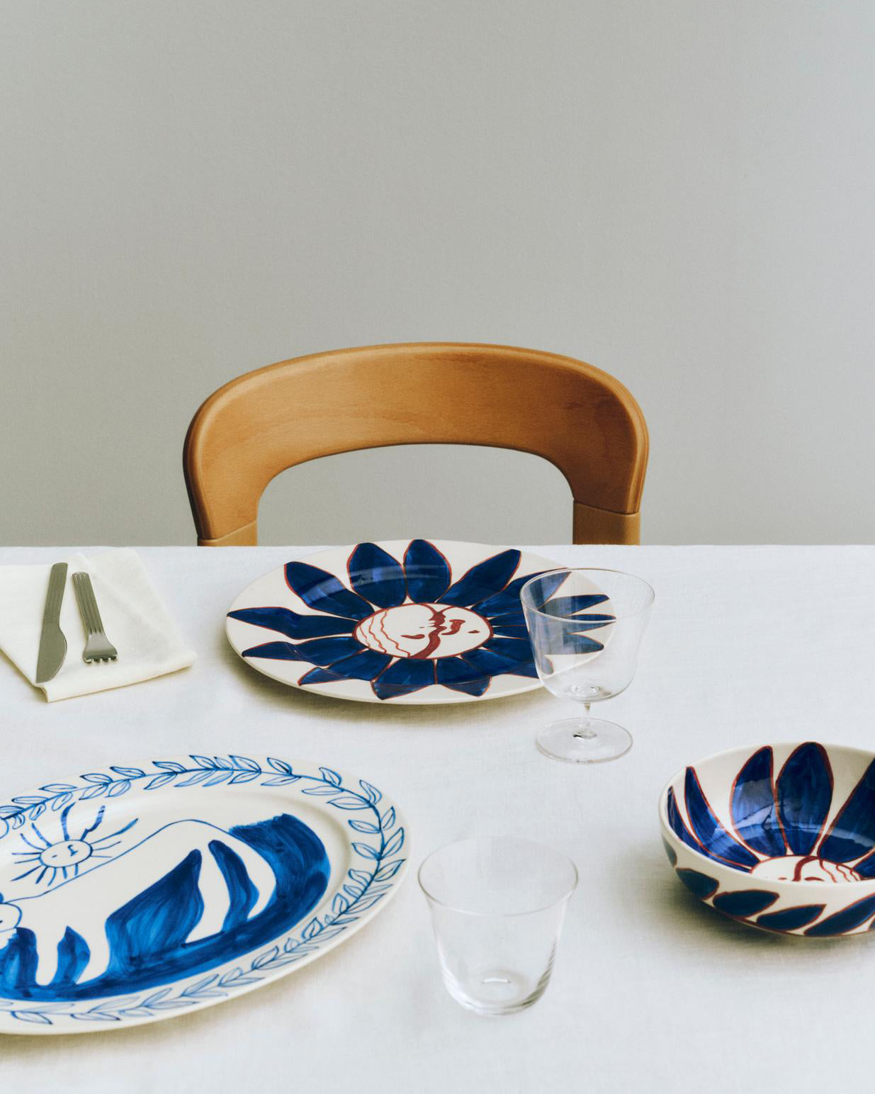 La Pittura Skål 18cm - Deep blue flower