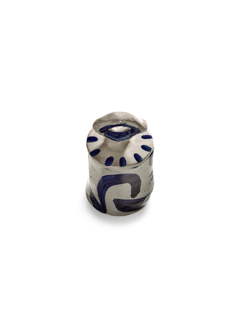 Sophia Oppbevaringskrukke - Beige/Blå H16 cm