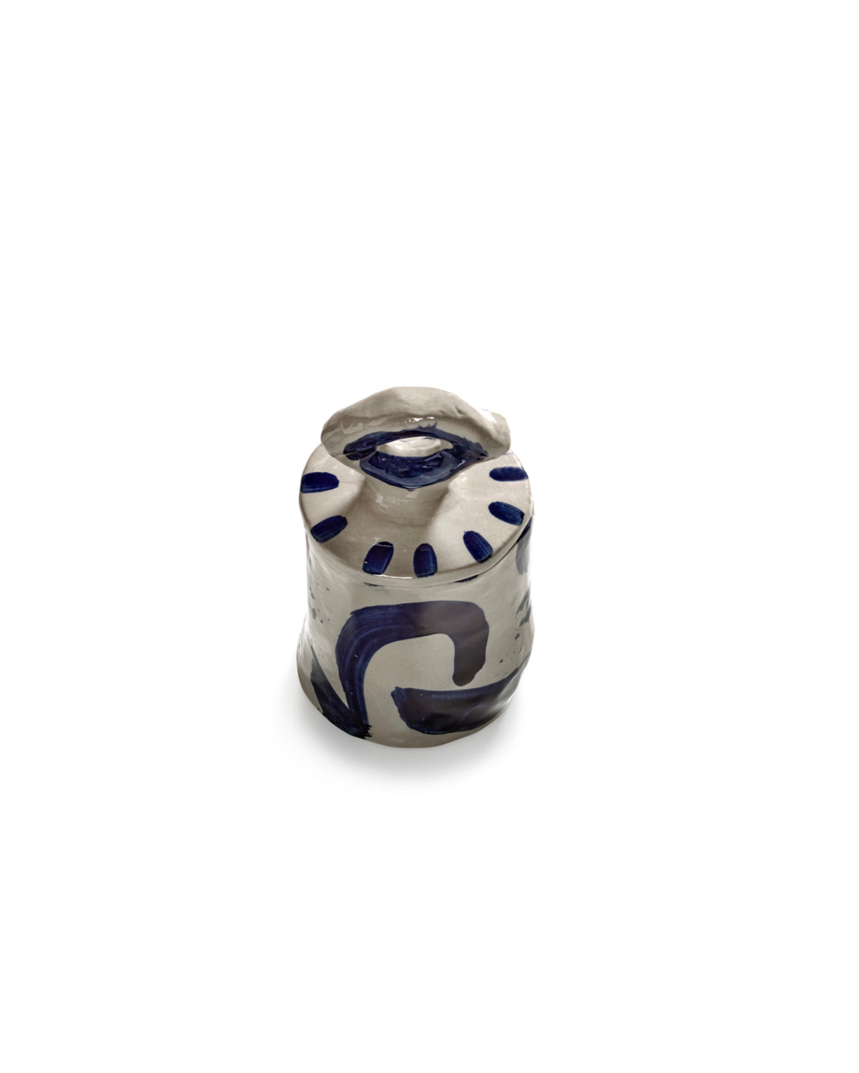 Sophia Oppbevaringskrukke - Beige/Blå H16 cm