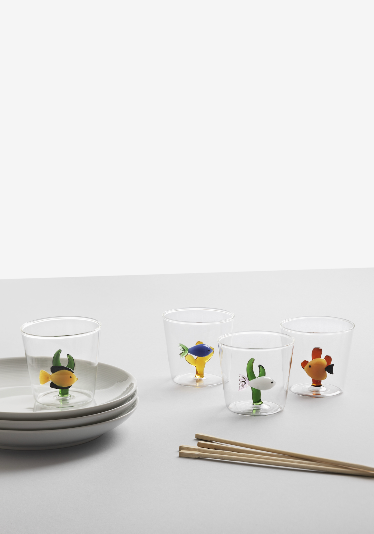 Marine Garden Glass - Yellow Fish Amber Seaweed