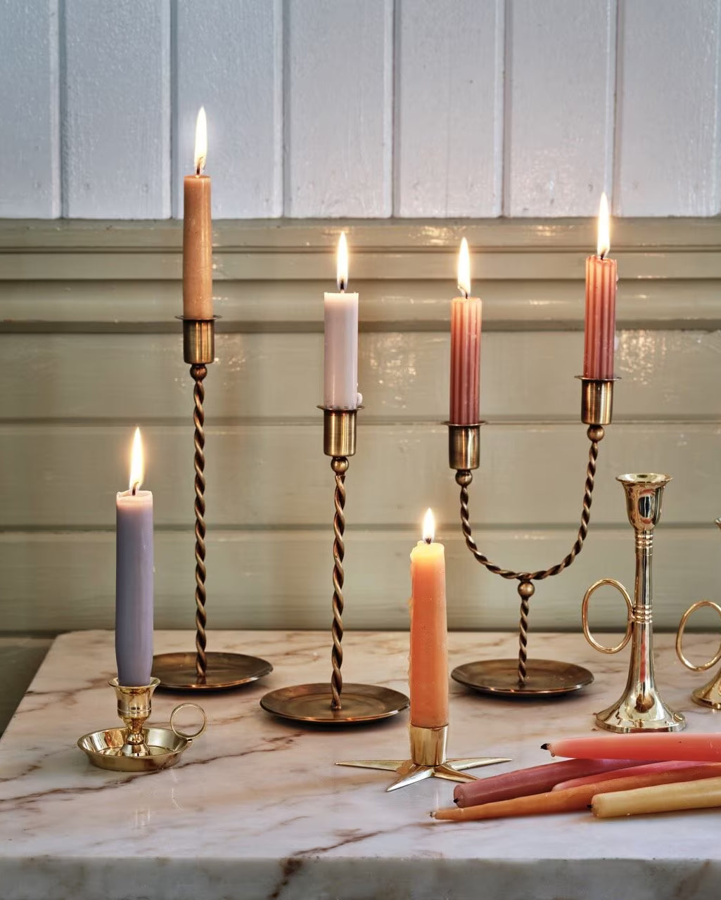 Lysestake Stjerne Messing