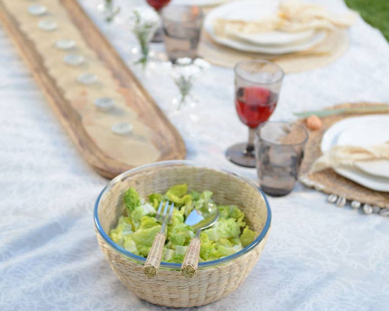Salatbestikk med flettet håndtak