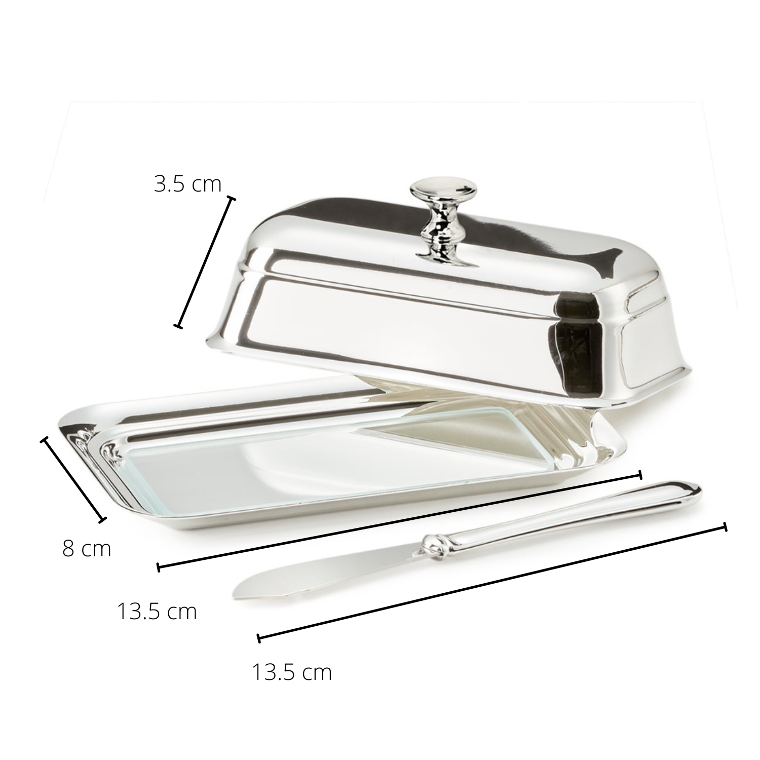 Smørskål Glassfat - Sølvbelagt