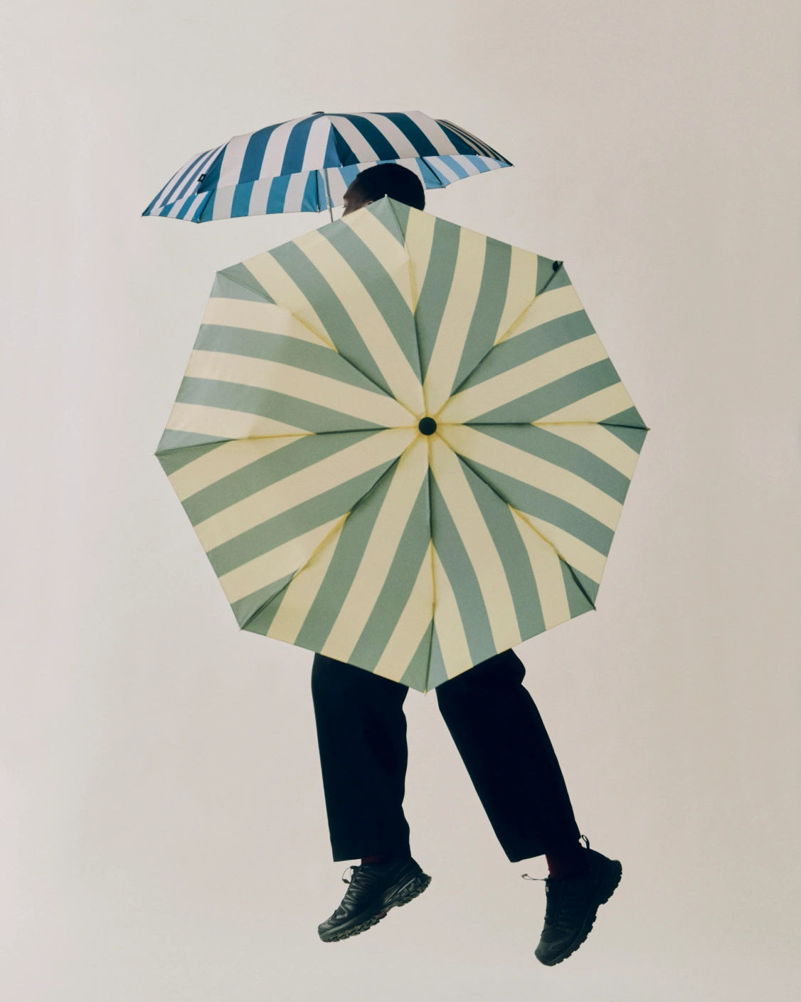 Regn Stripete paraply - Gul og Grønn
