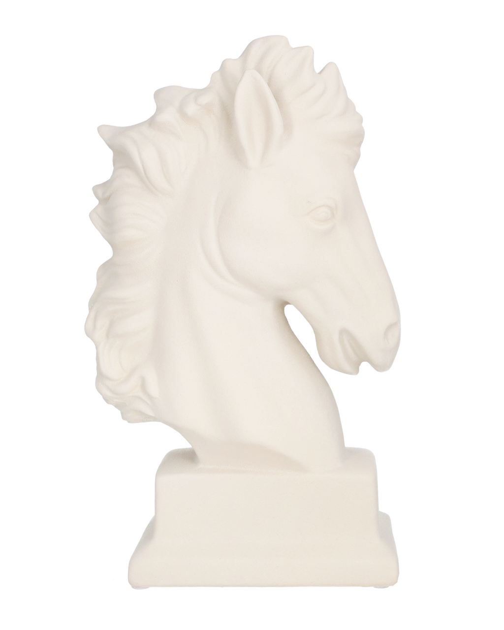 Hestehode statue i keramikk Hvit