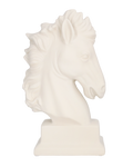Hestehode statue i keramikk Hvit