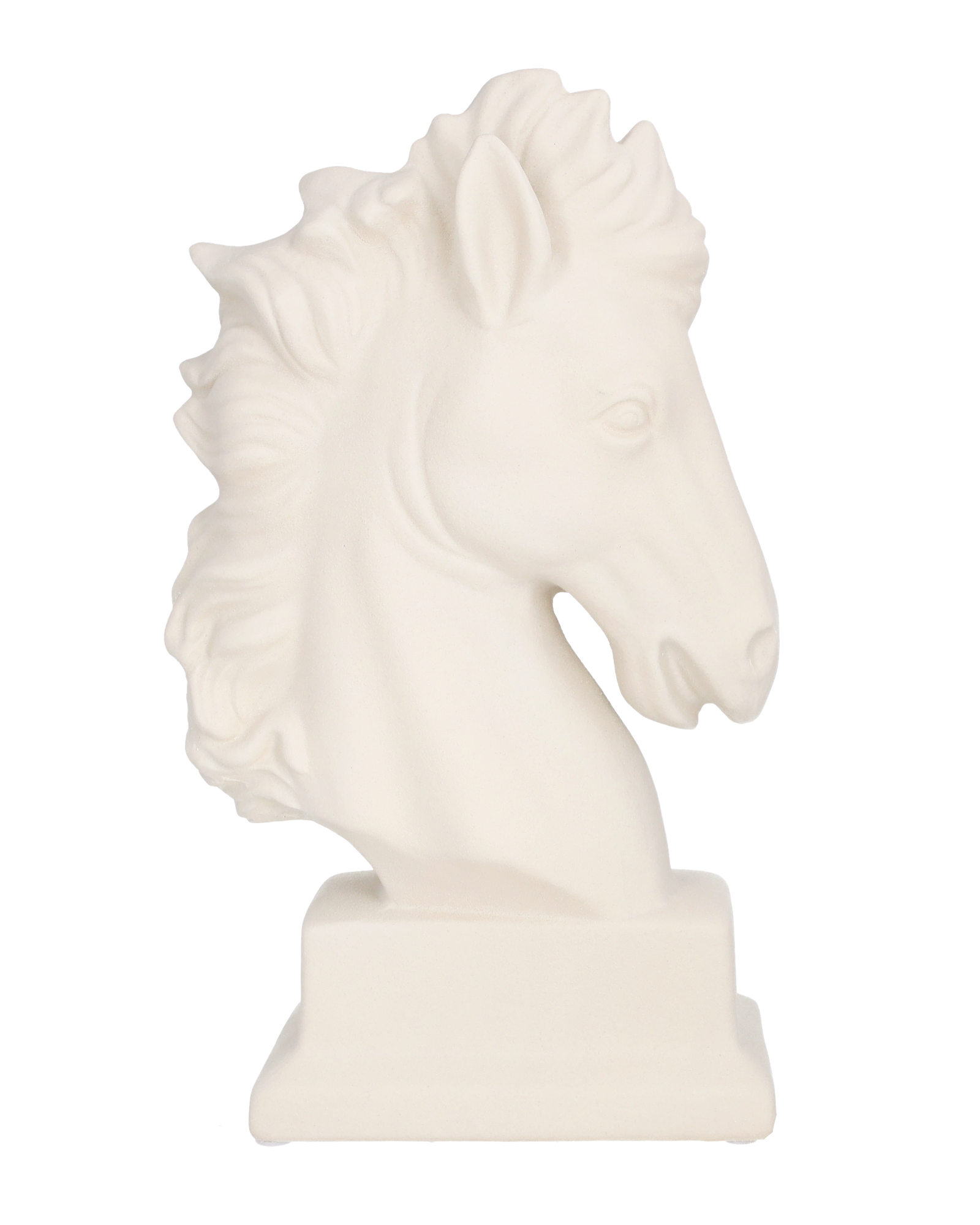 Hestehode statue i keramikk Hvit
