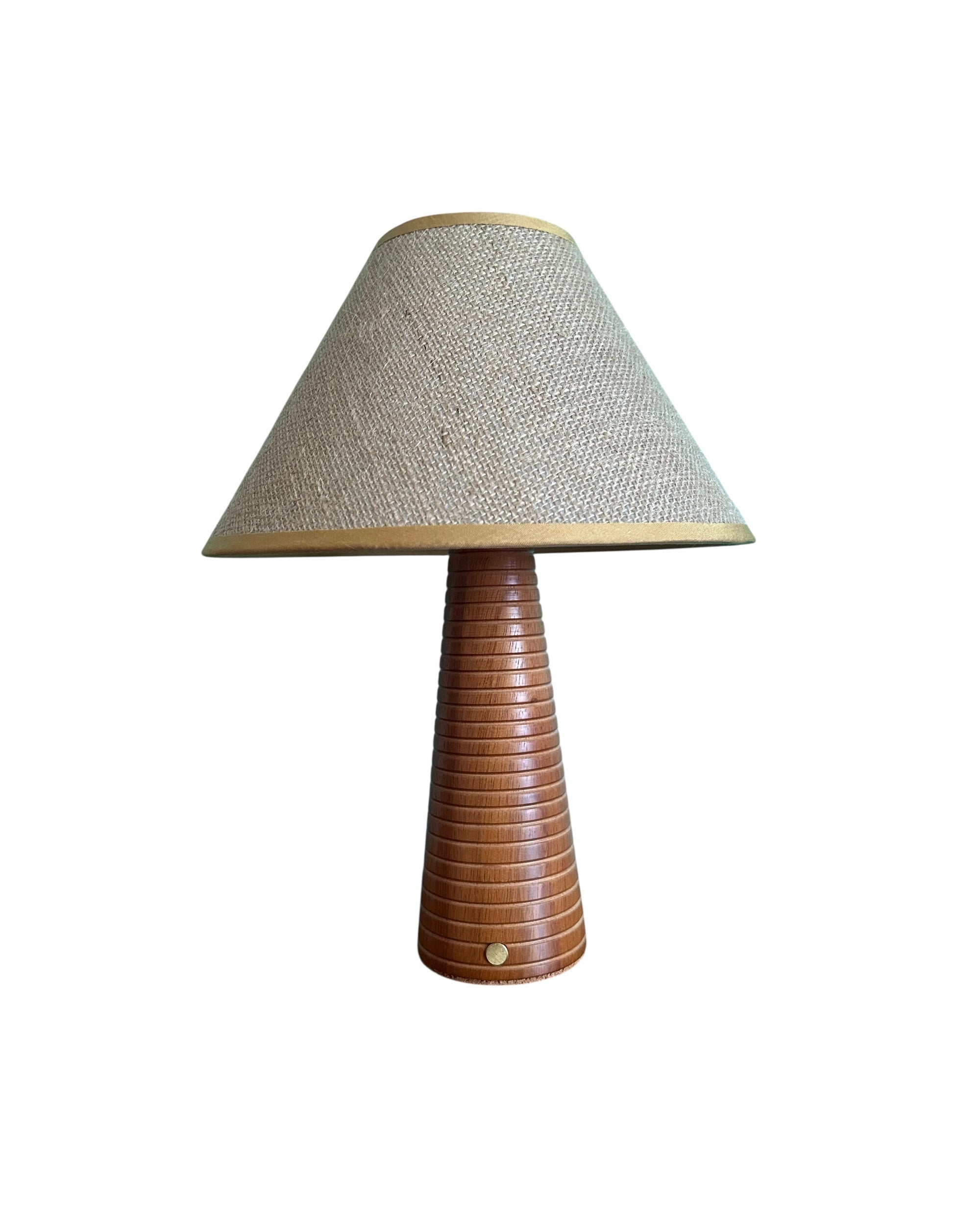 Ribbed Teak Style Bordlampe - Oppladbar
