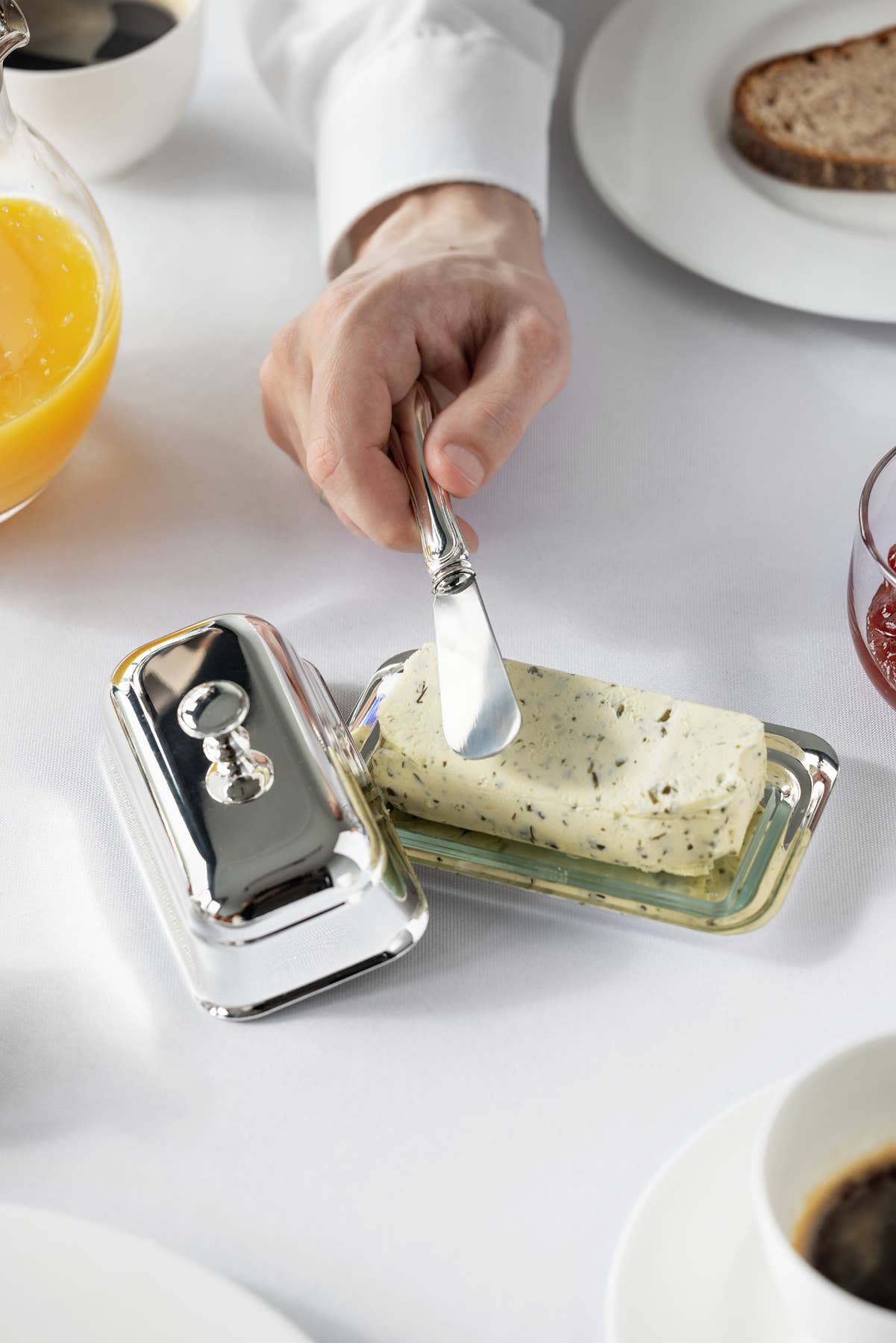 Smørskål Glassfat - Sølvbelagt