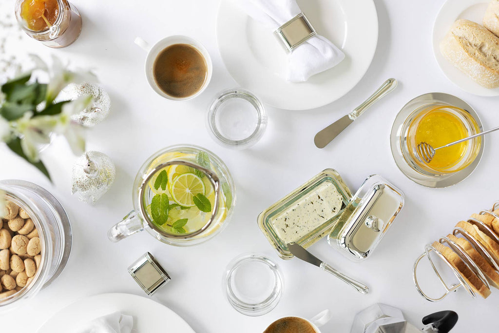 Smørskål Glassfat - Sølvbelagt