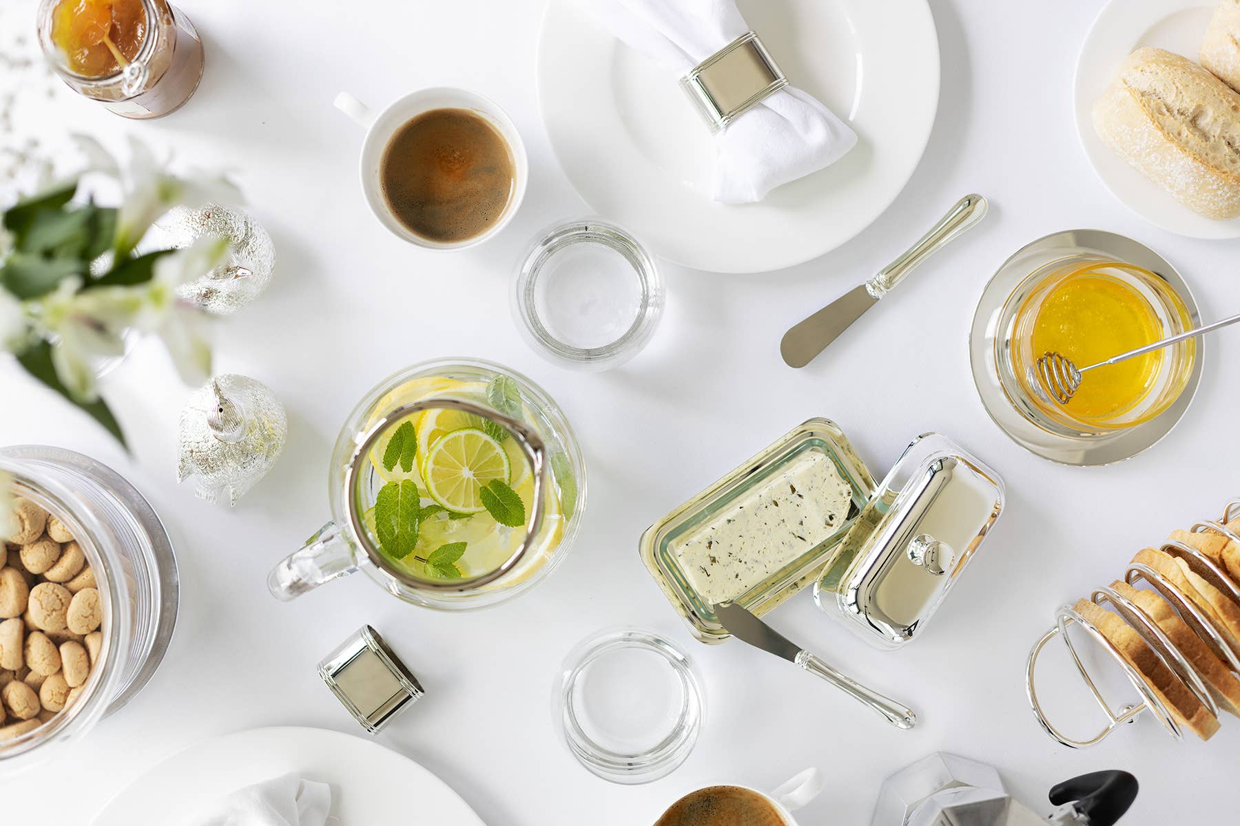 Smørskål Glassfat - Sølvbelagt