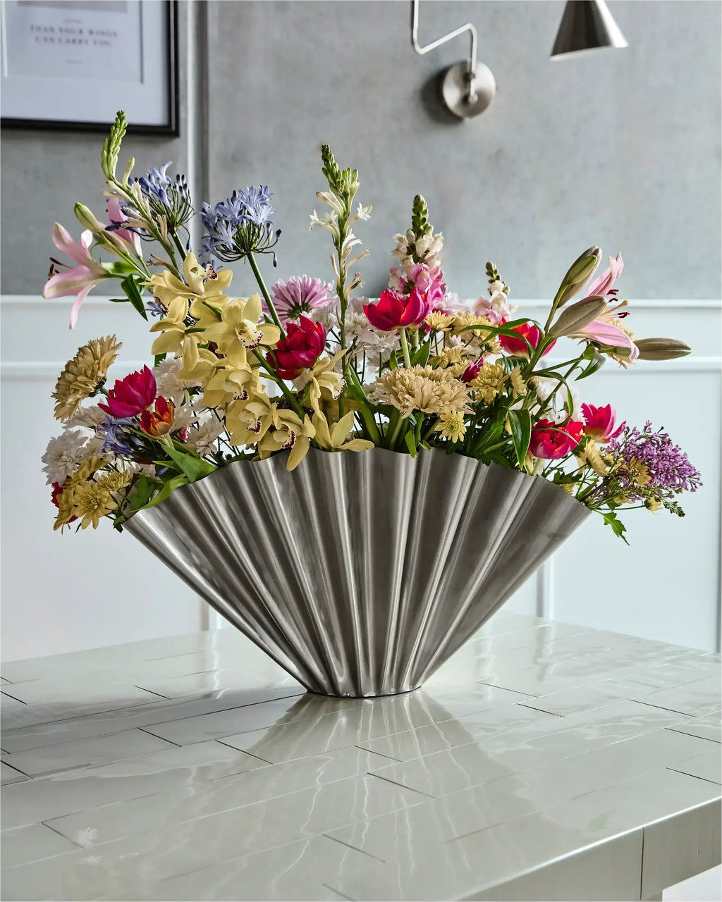 Vase Børstet Sølv - Stor